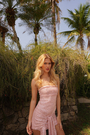 Vestido Bordado Paetê Amarração