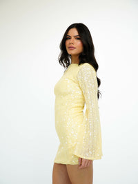 Vestido Bordado Paetê Decote Duplo