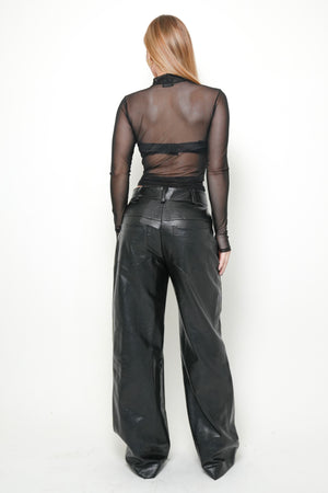 Calça Couro Preto Croco