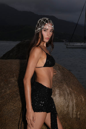 Saia Amarração Paetê Opium Shine