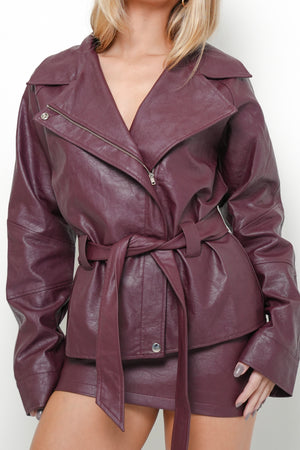 Trench Coat Couro Vinho