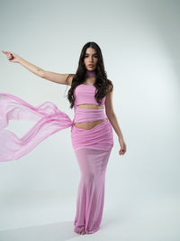 Saia Tule Longa Franzida