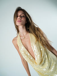 Vestido Degagê Paete Longo Ultra Glow