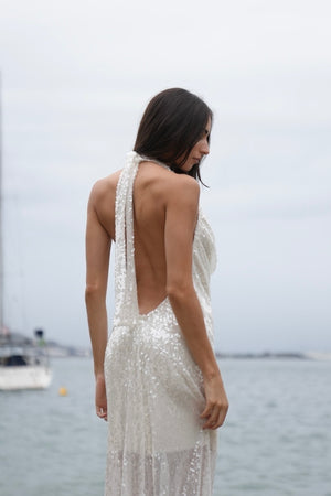 Vestido Degagê Paete Longo Ultra Glow