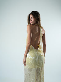 Vestido Degagê Paete Longo Ultra Glow