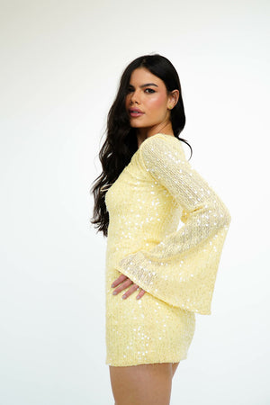 Vestido Bordado Paetê Decote Duplo