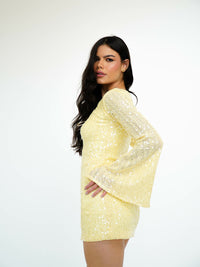 Vestido Bordado Paetê Decote Duplo