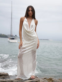 Vestido Degagê Paete Longo Ultra Glow