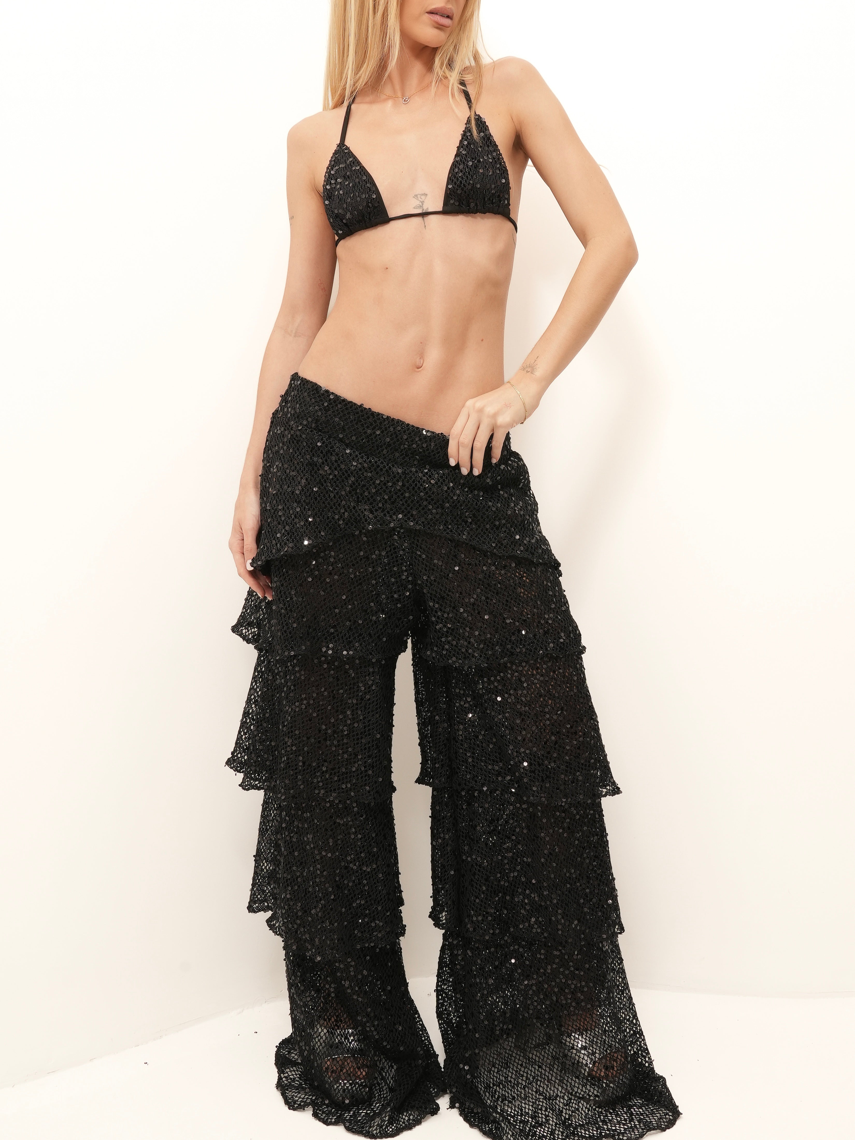 Calça Mia Paetê Darkglow
