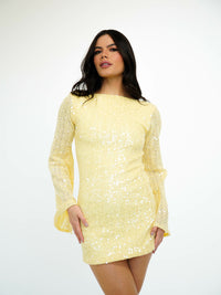 Vestido Bordado Paetê Decote Duplo