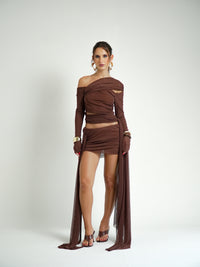 Blusa Tule Transpassada Manga Longa