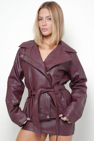 Trench Coat Couro Vinho