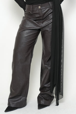 Calça Couro Marrom