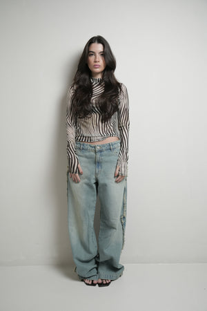 Blusa Tule Gola Alta Zebra