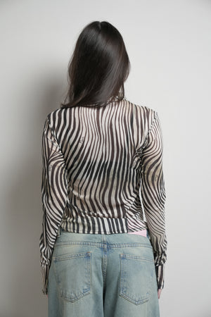 Blusa Tule Gola Alta Zebra