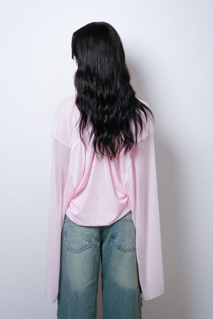 Blusa Tule Decote Manga Longa
