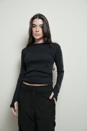 Blusa Manga Longa Ribana Strass