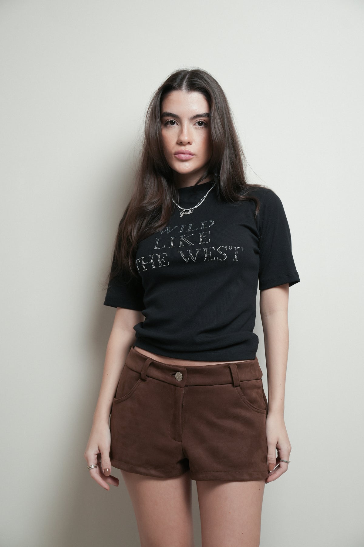 Baby Tee Ribana Strass Preto
