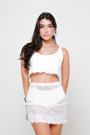 Top Cropped Paetê Ultra Glow Renda