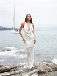 Vestido Degagê Paete Longo Ultra Glow