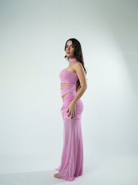 Saia Tule Longa Franzida