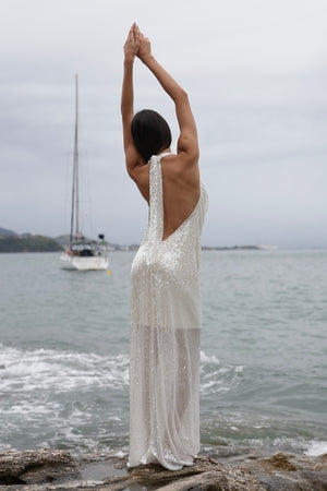 Vestido Degagê Paete Longo Ultra Glow