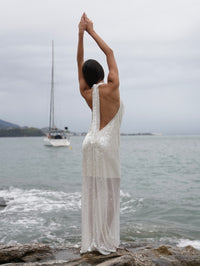 Vestido Degagê Paete Longo Ultra Glow