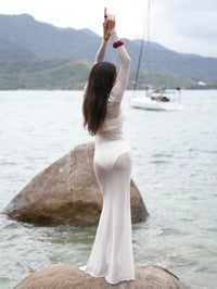 Vestido Manga Longa Tule Longo