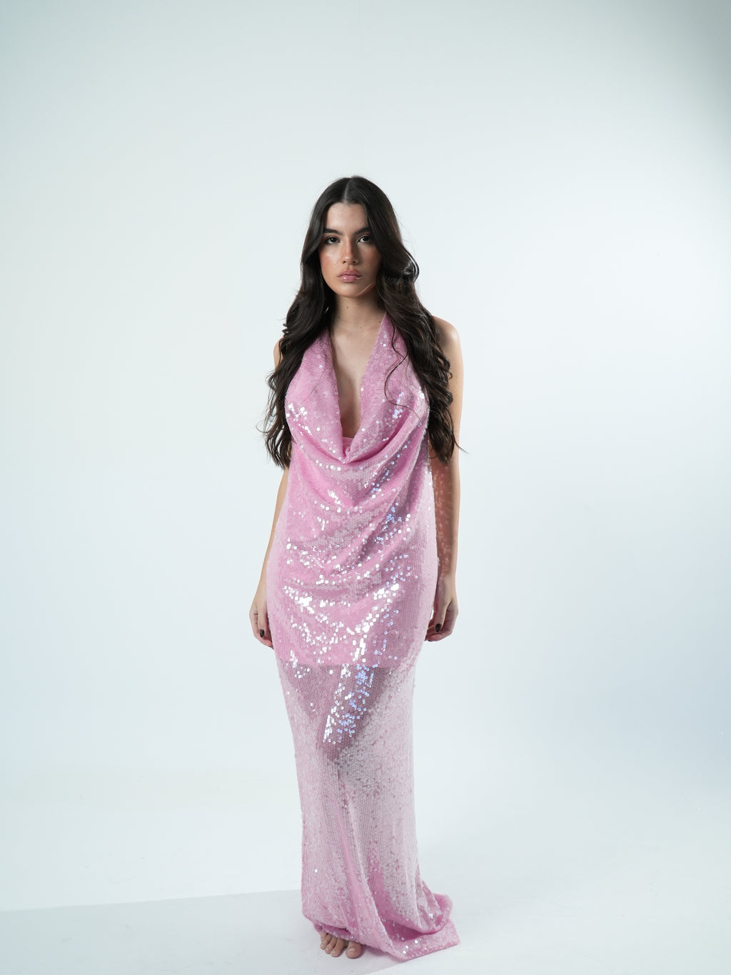 Vestido Degagê Paete Longo Ultra Glow