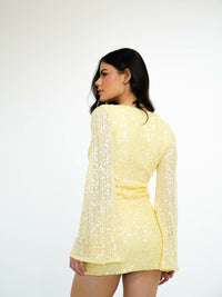 Vestido Bordado Paetê Decote Duplo