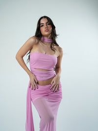 Saia Tule Longa Franzida