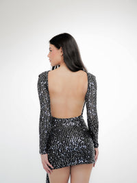 Vestido Bordado Paetê Decote Costas