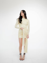 Vestido Bordado Paetê Decote Costas