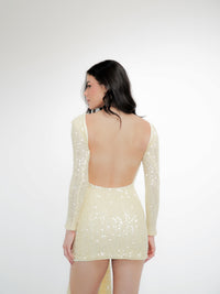 Vestido Bordado Paetê Decote Costas