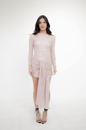 Vestido Bordado Paetê Decote Costas