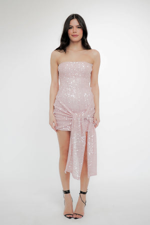 Vestido Bordado Paetê Amarração