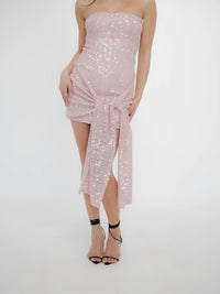 Vestido Bordado Paetê Amarração